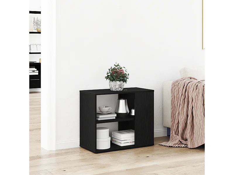 Buffet | Bahut | Meuble de rangement noir en chêne 60x30x50 cm en bois composite