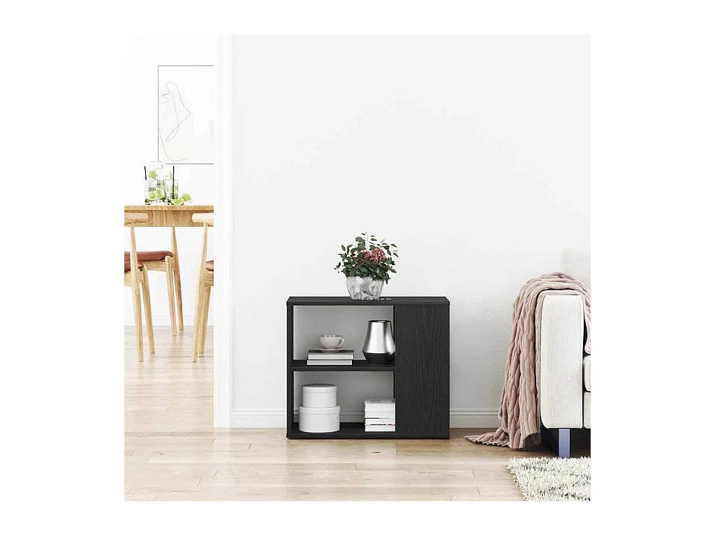 Buffet | Bahut | Meuble de rangement noir en chêne 60x30x50 cm en bois composite