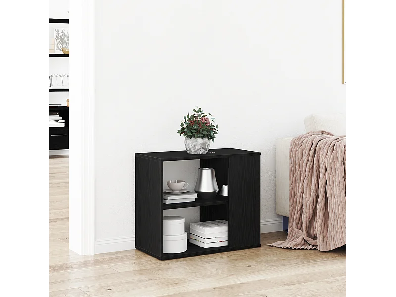 Buffet | Bahut | Meuble de rangement noir en chêne 60x30x50 cm en bois composite