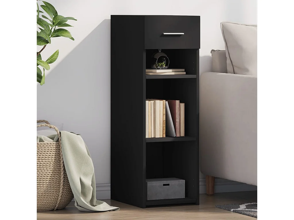 Buffet | Bahut | Meuble de rangement noir 30x42,5x93 cm bois d'ingénierie