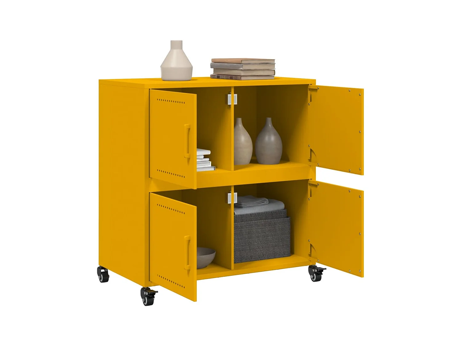 Buffet | Bahut | Meuble de rangement jaune moutarde 68x39x72 cm acier