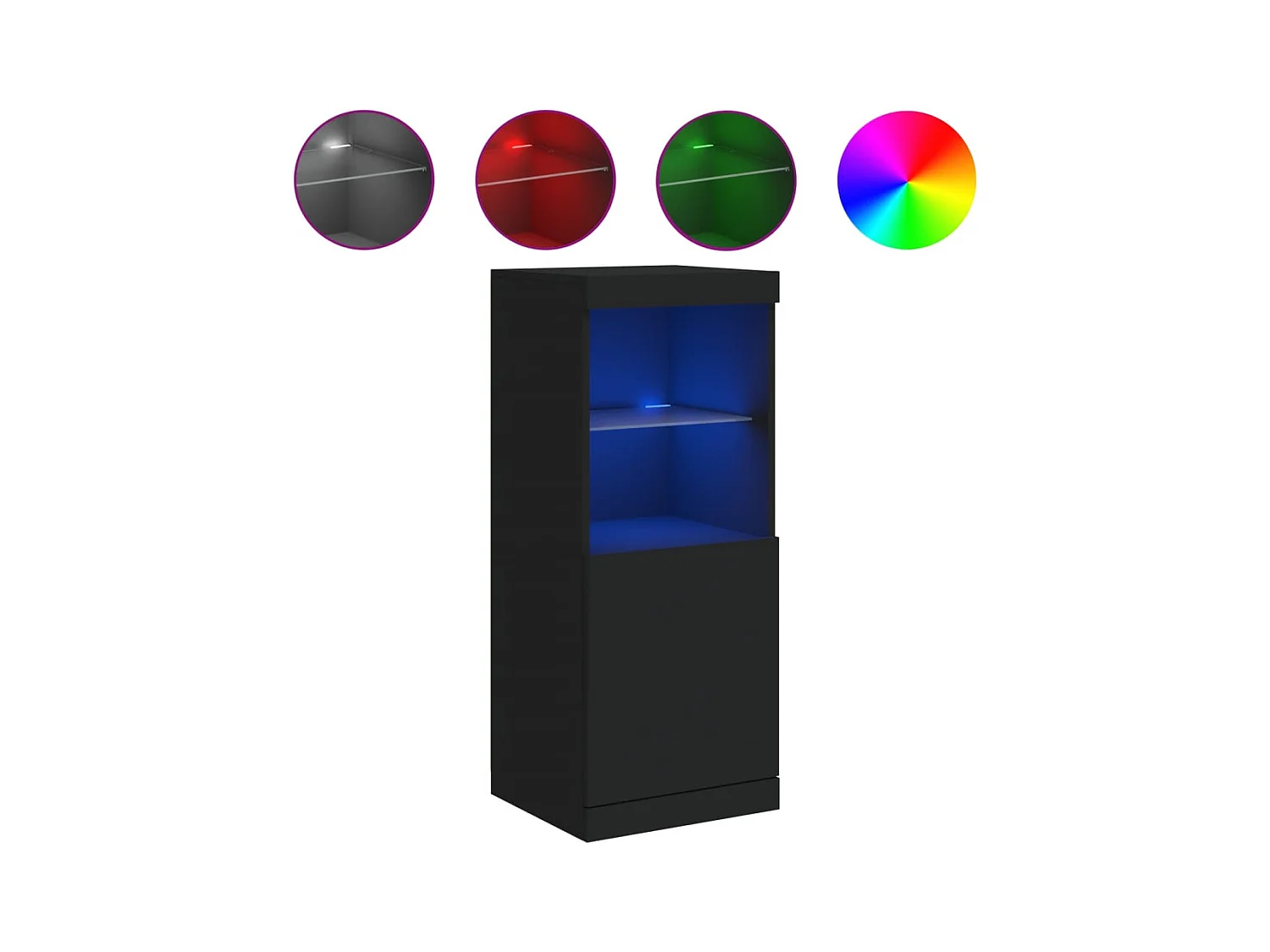 Credenza | Buffet | Armadio con Luci LED Nera 41x37x100 cm