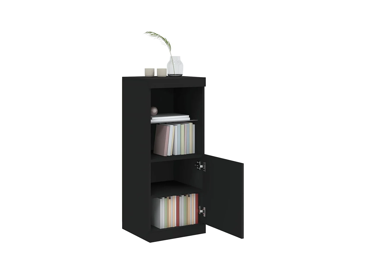 Credenza | Buffet | Armadio con Luci LED Nera 41x37x100 cm