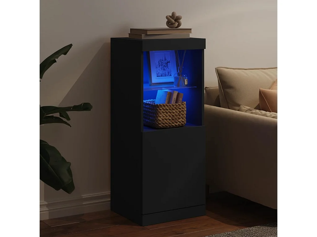 Buffet | Bahut | Meuble de rangement avec lumières LED noir 41x37x100 cm