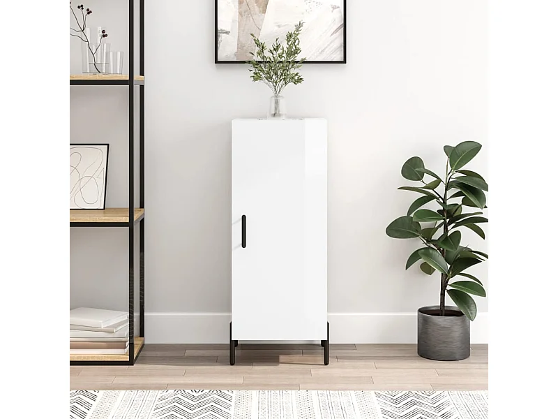 Buffet | Bahut | Meuble de rangement Blanc brillant 34,5x34x90 cm Bois d'ingénierie