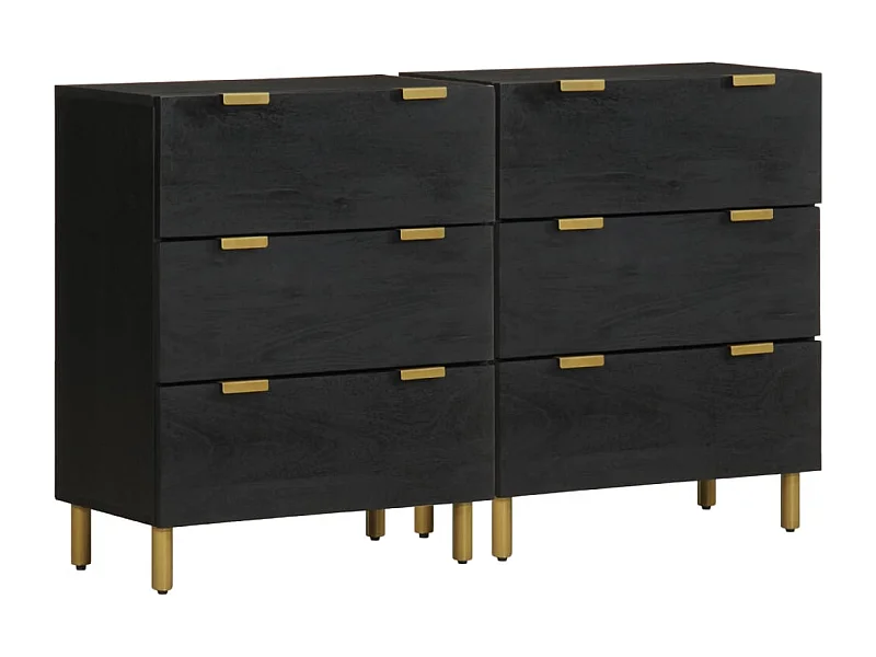 Buffets | Bahuts | Meuble de rangement 2 pcs noir 60x33x75 cm bois d'ingénierie