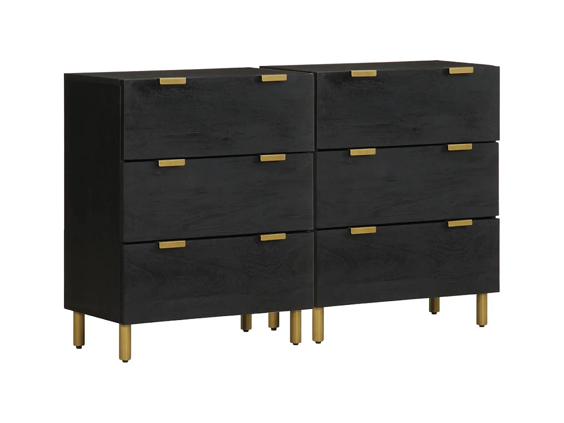 Credenze | Buffet | Armadi 2 pz Nere 60x33x75 cm in Legno Multistrato