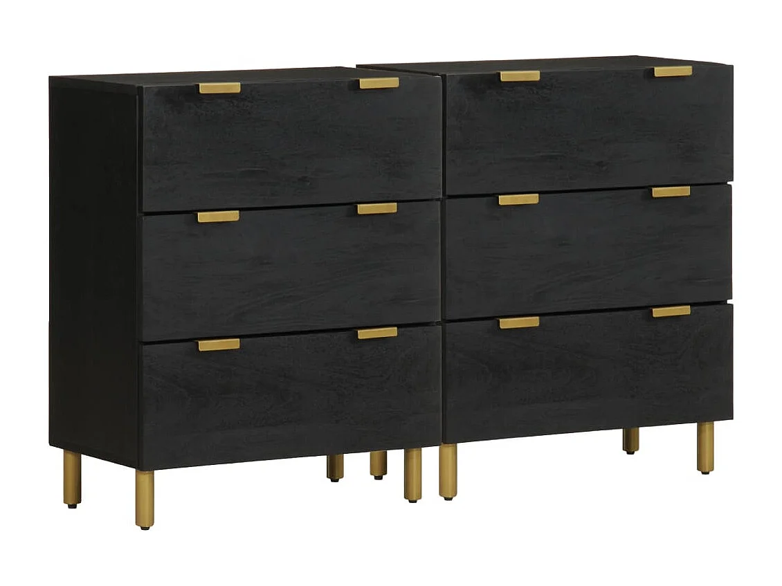 Buffets | Bahuts | Meuble de rangement 2 pcs noir 60x33x75 cm bois d'ingénierie