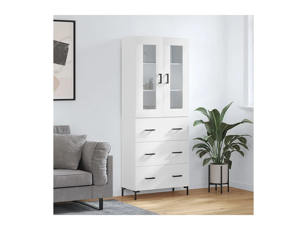 Buffet | Bahut | Meuble de rangement haut Blanc 69,5x34x180 cm Bois d'ingénierie