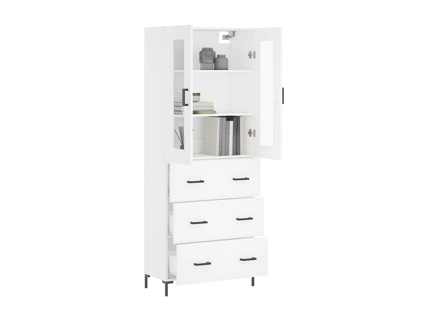 Buffet | Bahut | Meuble de rangement haut Blanc 69,5x34x180 cm Bois d'ingénierie