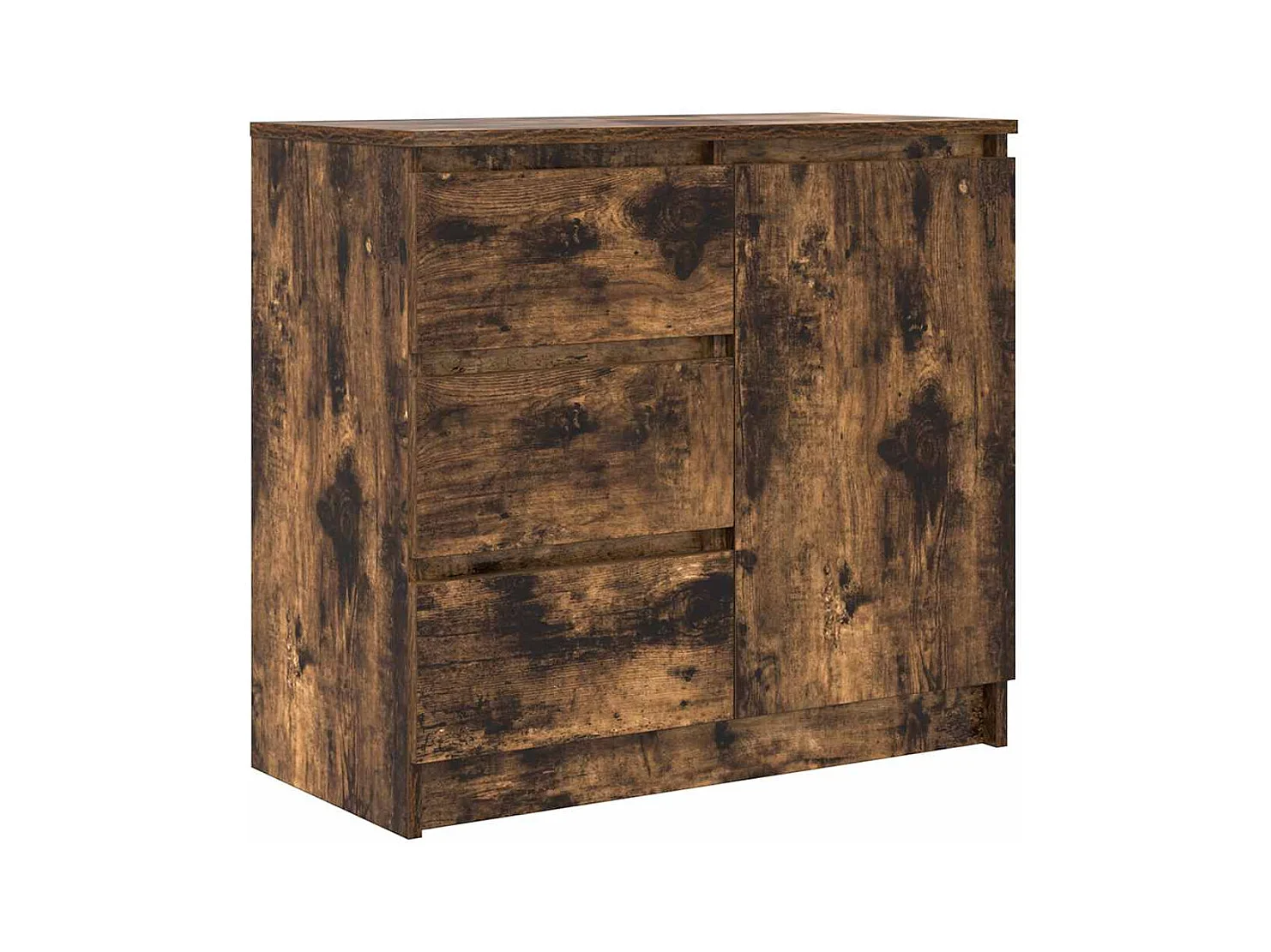 Buffet | Commode à tiroir | Meuble de rangement avec tiroir chêne fumé 71x35x65 cm bois d'ingénierie