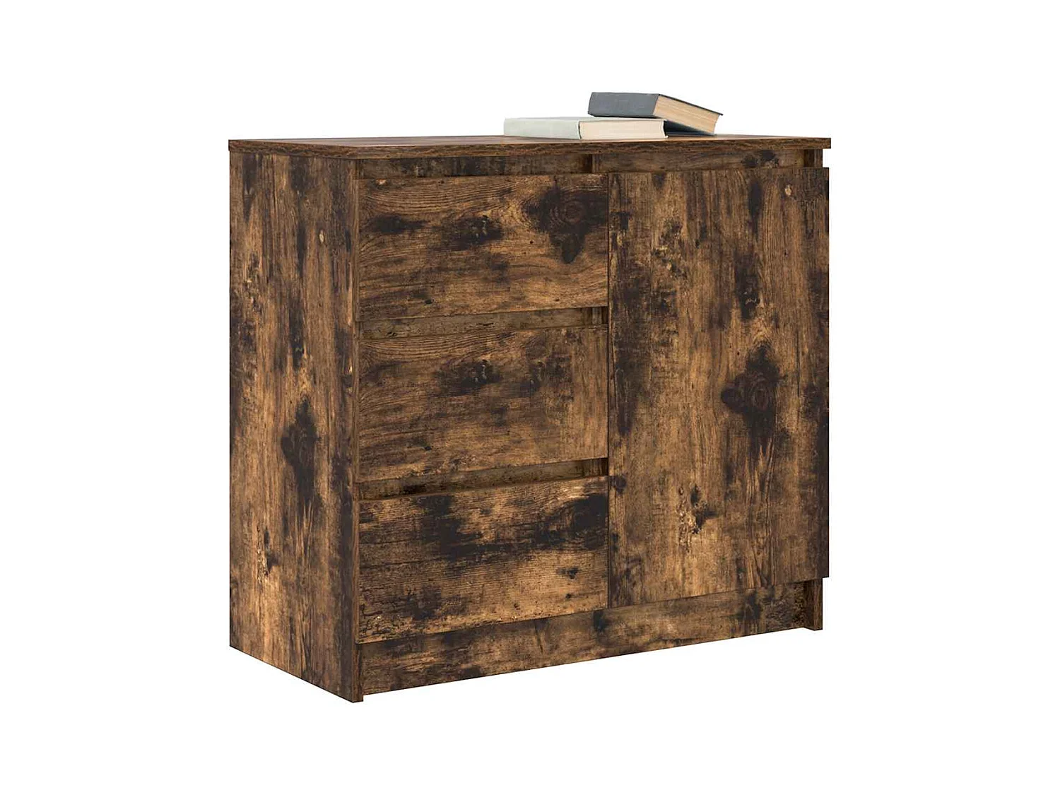 Buffet | Commode à tiroir | Meuble de rangement avec tiroir chêne fumé 71x35x65 cm bois d'ingénierie