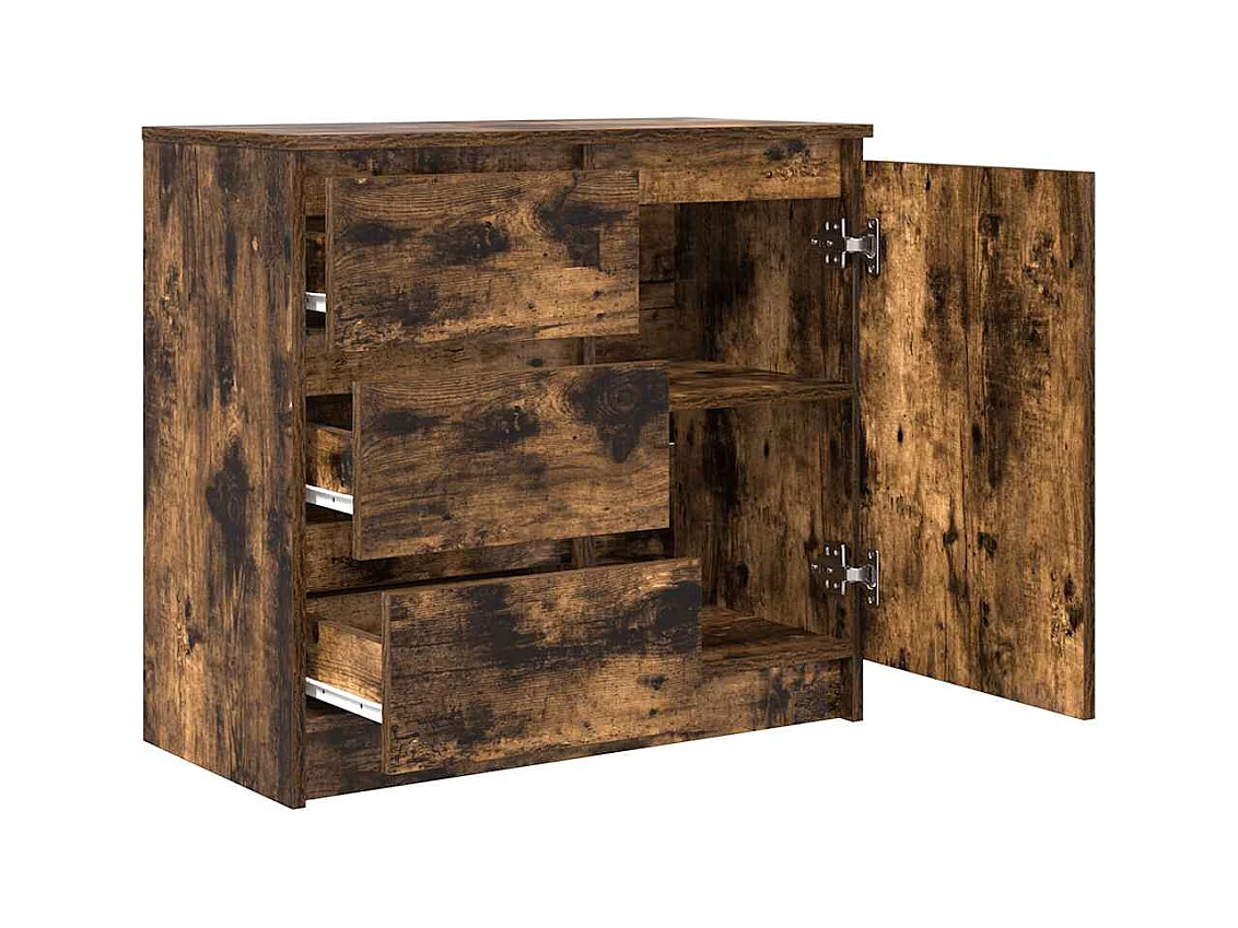 Buffet | Commode à tiroir | Meuble de rangement avec tiroir chêne fumé 71x35x65 cm bois d'ingénierie