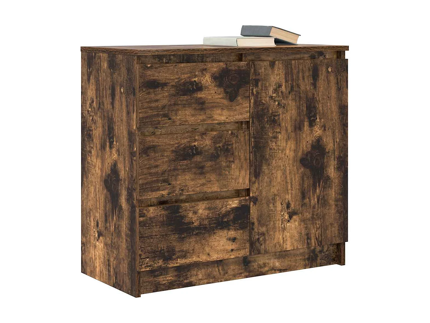 Buffet | Commode à tiroir | Meuble de rangement avec tiroir chêne fumé 71x35x65 cm bois d'ingénierie