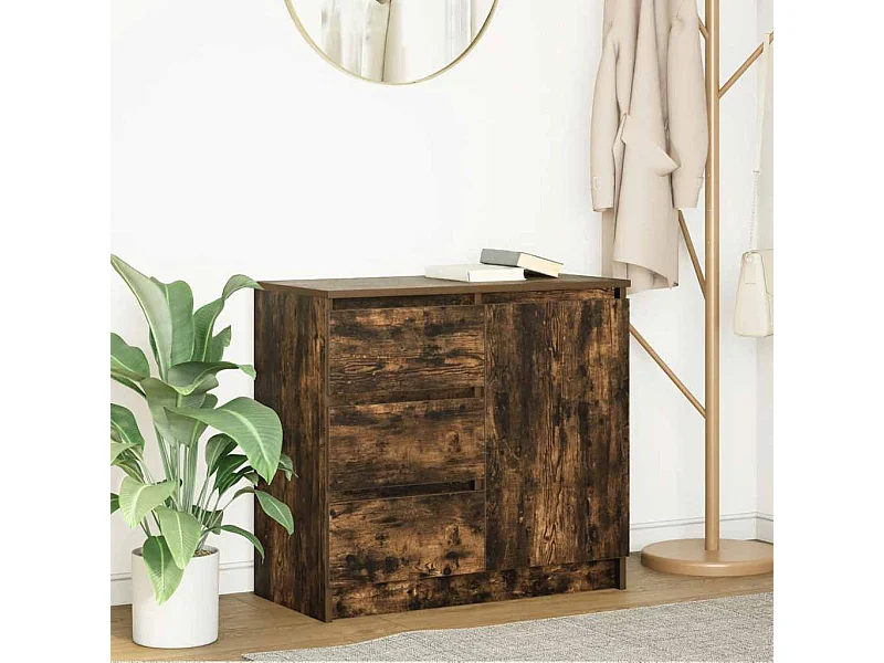 Credenza | Buffet | Armadio con Cassetto Rovere Fumo 71x35x65 cm in Truciolato