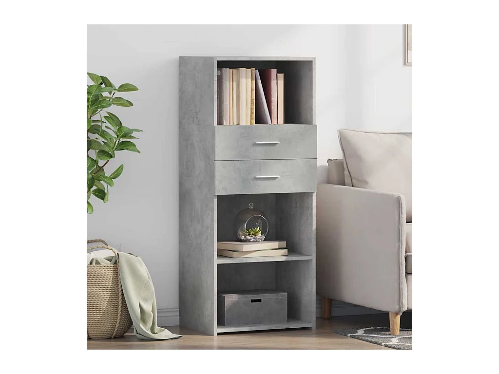 Buffet | Bahut | Meuble de rangement haut gris béton 50x42,5x124 cm bois d'ingénierie