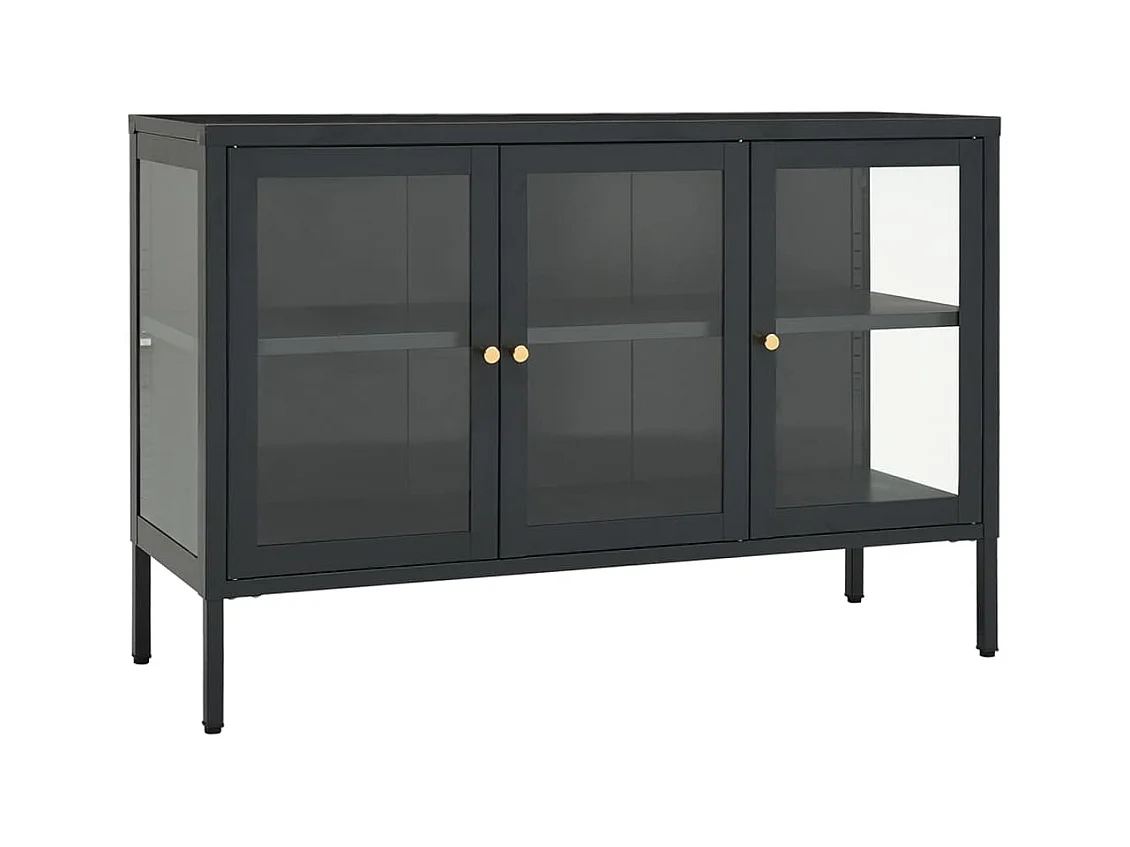 Credenza | Buffet | Armadio Antracite 105x35x70 cm in Acciaio e Vetro