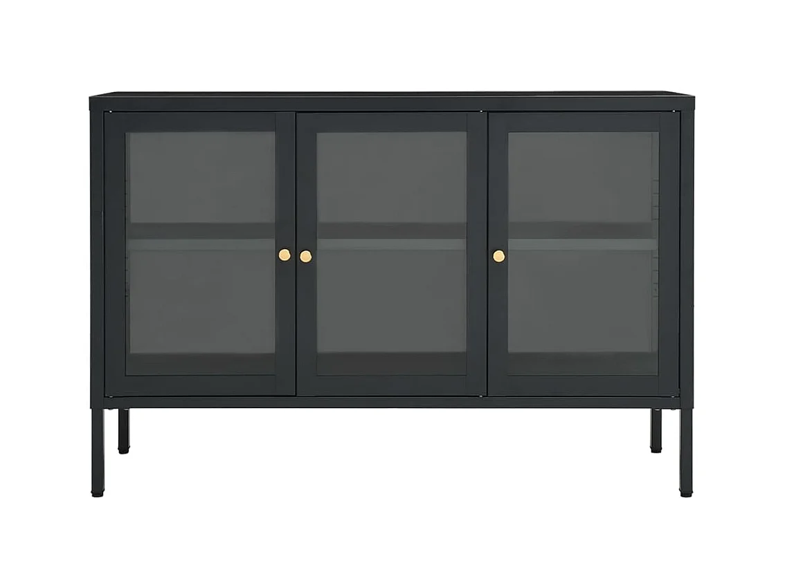 Credenza | Buffet | Armadio Antracite 105x35x70 cm in Acciaio e Vetro