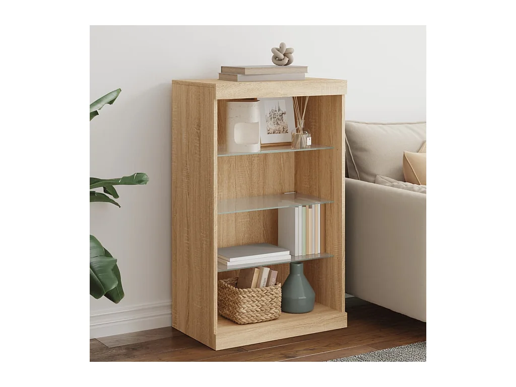 Buffet | Bahut | Meuble de rangement avec lumières LED chêne sonoma 60,5x37x100 cm