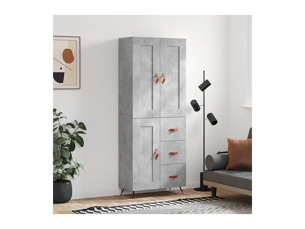 Credenza | Buffet | Armadio Grigio Cemento 69,5x34x180 cm in Legno Multistrato