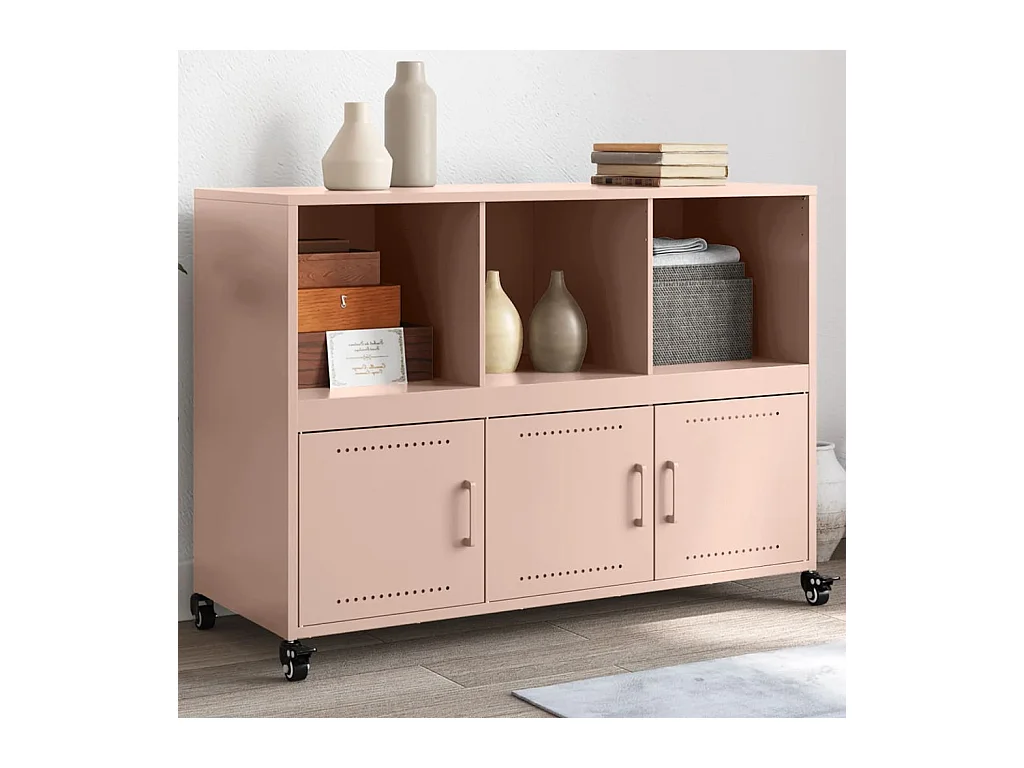 Buffet | Bahut | Meuble de rangement rose 100,5x39x72 cm acier