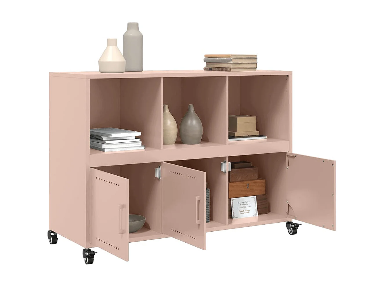 Credenza | Buffet | Armadio Rosa 100,5x39x72 cm in Acciaio