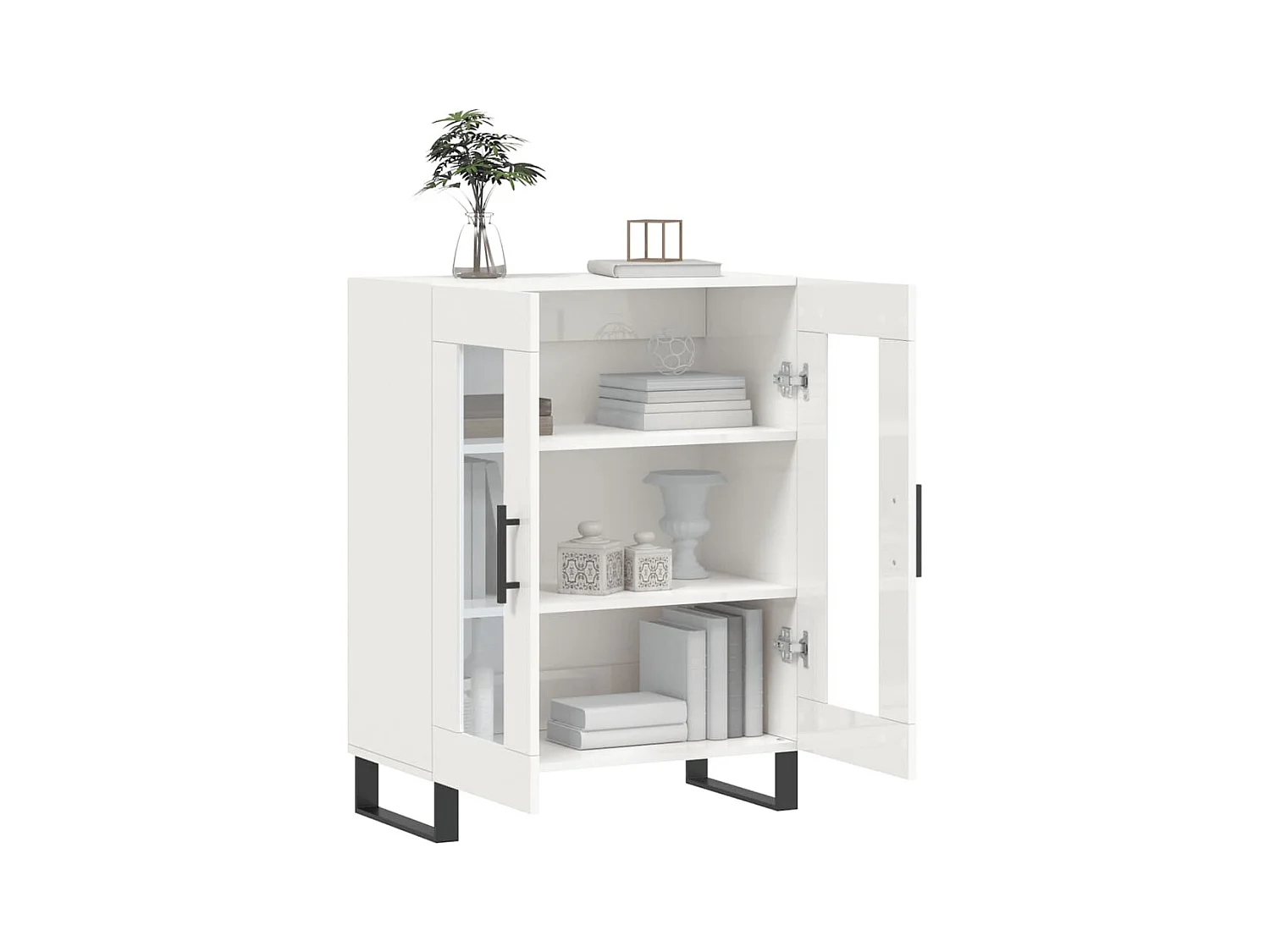 Buffet | Bahut | Meuble de rangement Blanc brillant 69,5x34x90 cm Bois d'ingénierie