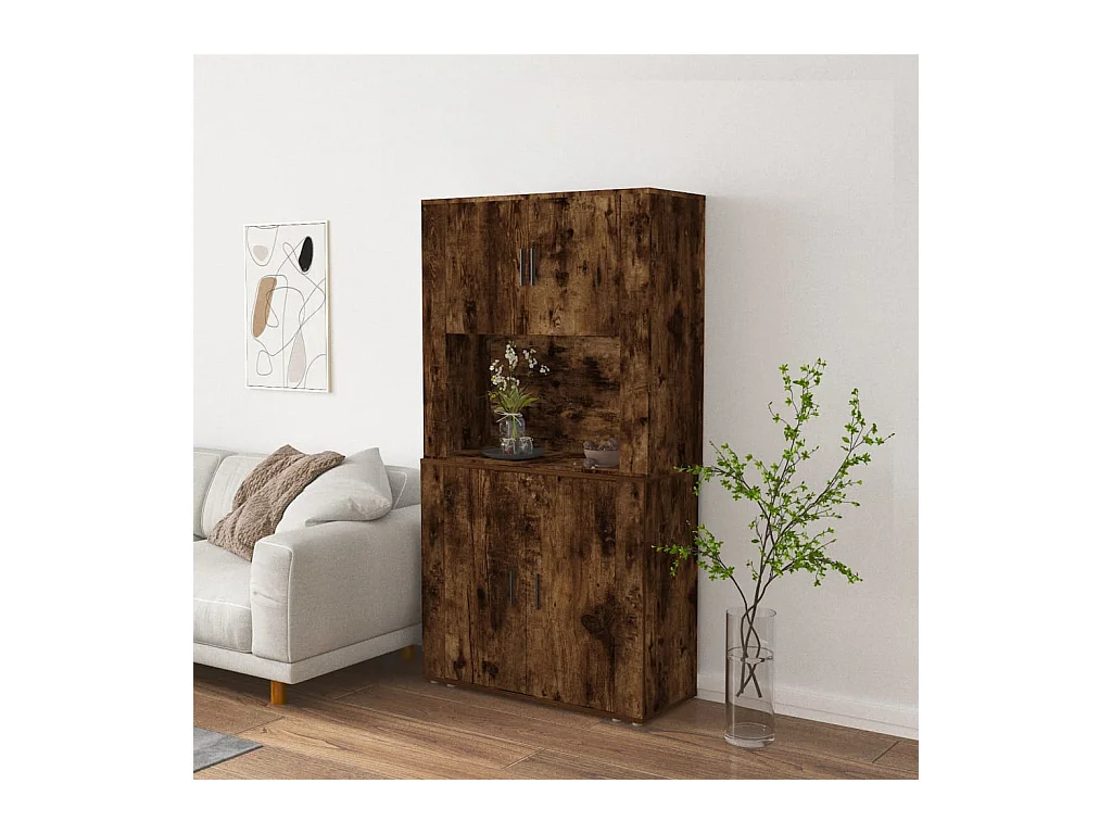 Buffet | Bahut | Meuble de rangement haut Chêne fumé Bois d'ingénierie