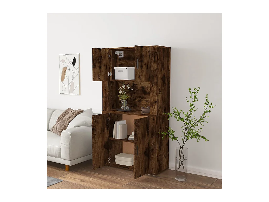 Buffet | Bahut | Meuble de rangement haut Chêne fumé Bois d'ingénierie