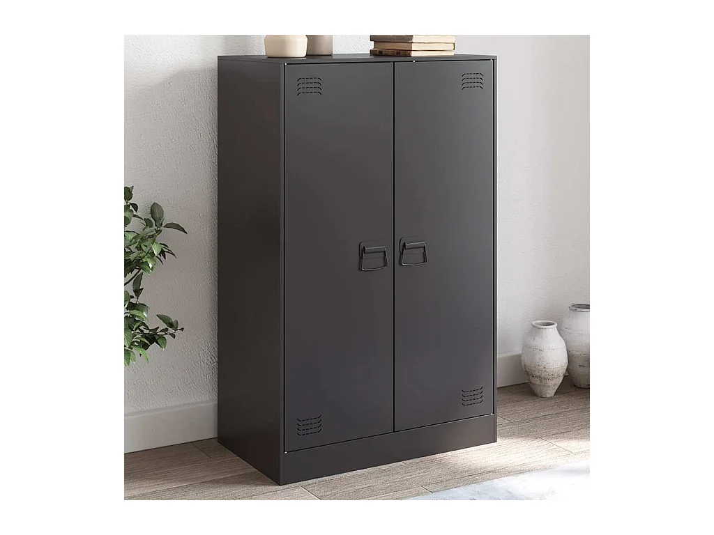 Buffet | Bahut | Meuble de rangement noir 67x39x107 cm acier