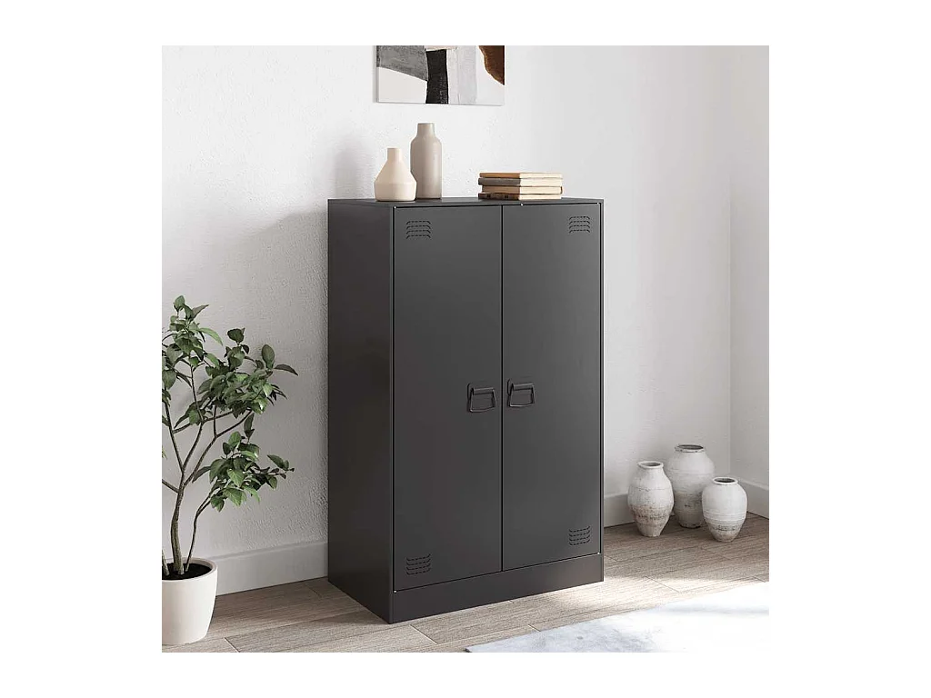 Buffet | Bahut | Meuble de rangement noir 67x39x107 cm acier