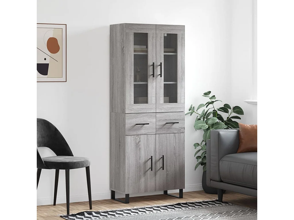Credenza | Buffet | Armadio Grigio Sonoma 69,5x34x180 cm in Legno Multistrato