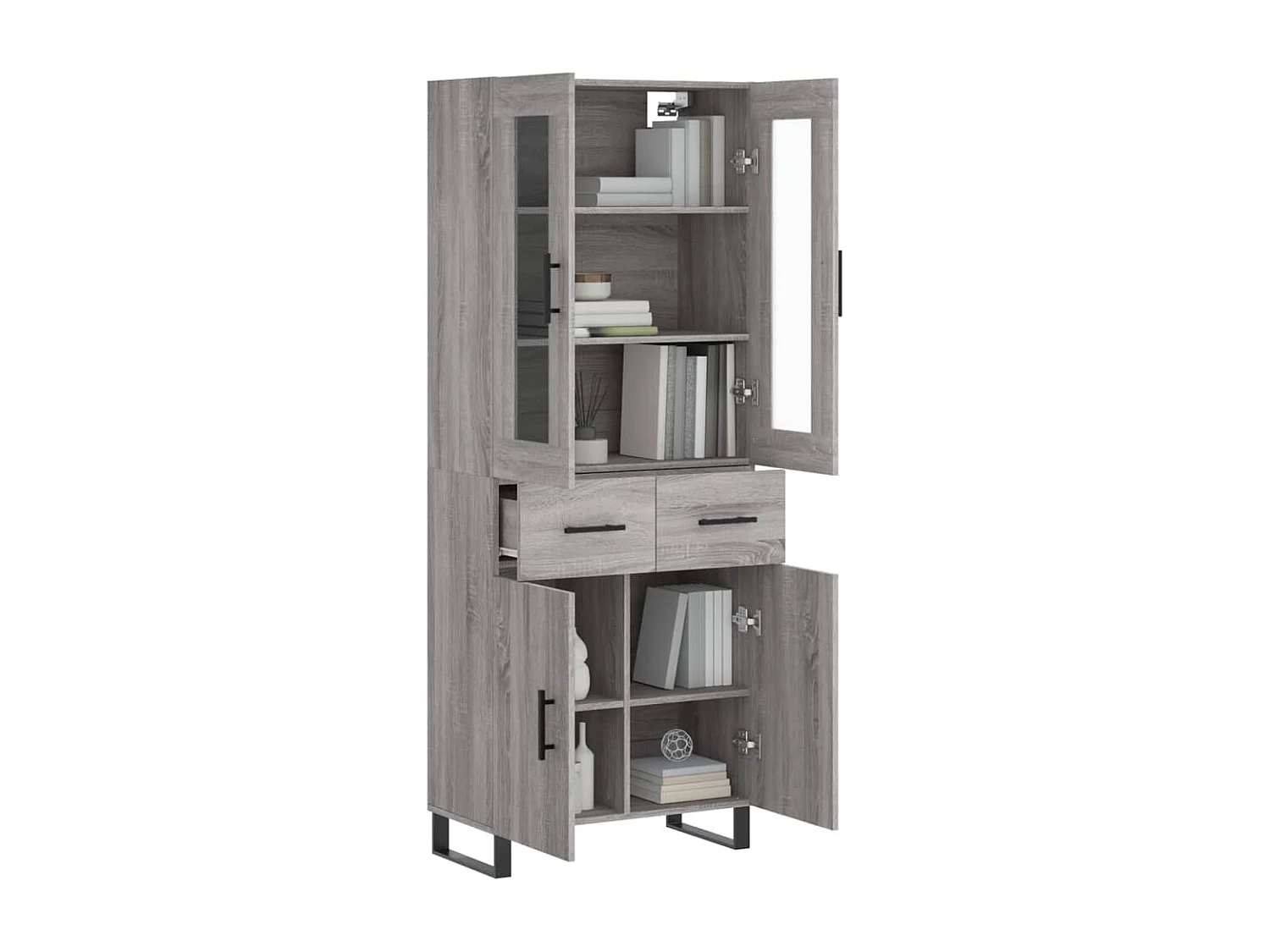 Credenza | Buffet | Armadio Grigio Sonoma 69,5x34x180 cm in Legno Multistrato