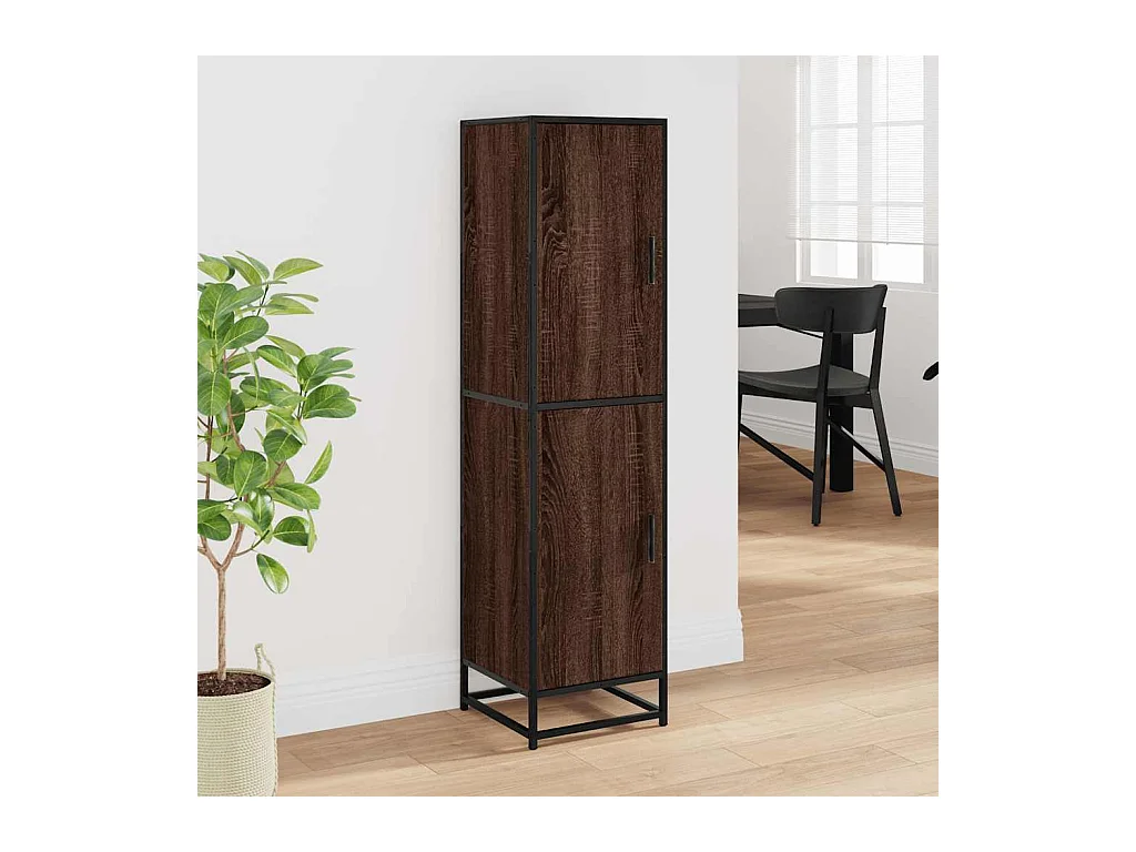 Buffet | Bahut | Meuble de rangement haut chêne marron 35,5x35x139 cm bois d'ingénierie métal