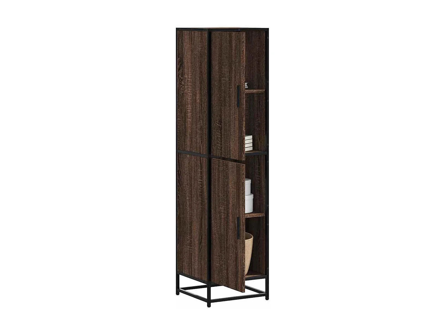 Buffet | Bahut | Meuble de rangement haut chêne marron 35,5x35x139 cm bois d'ingénierie métal