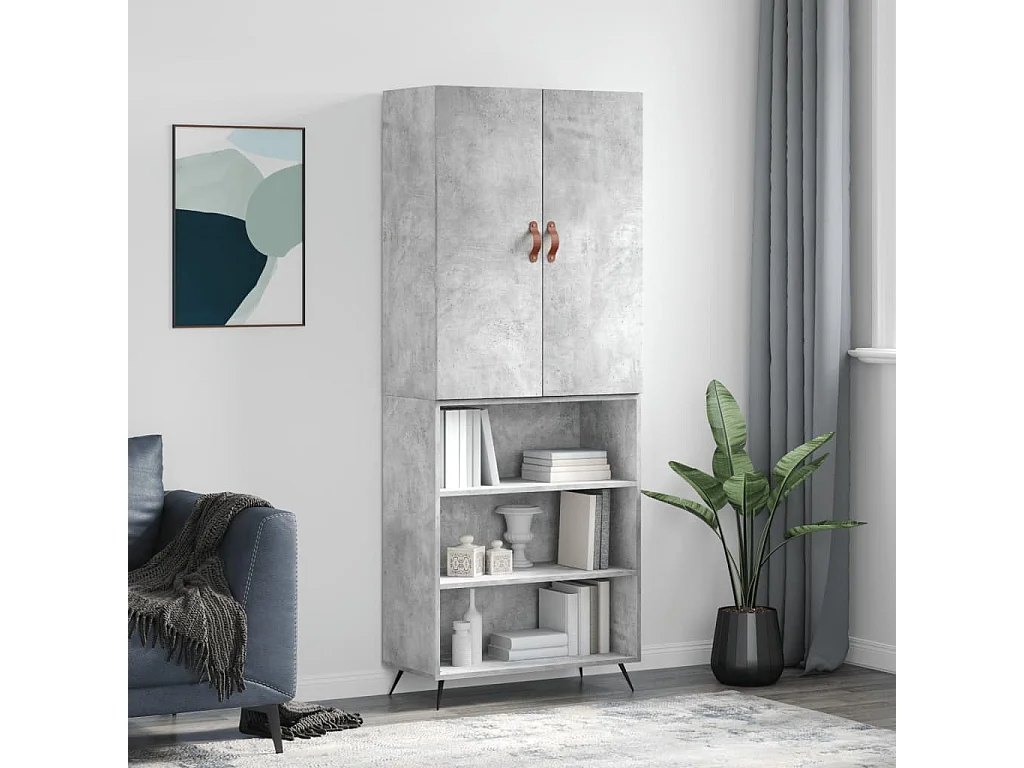Credenza | Buffet | Armadio Grigio Cemento 69,5x34x180 cm in Legno Multistrato