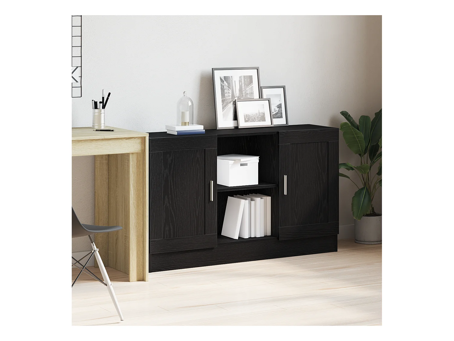 Credenza | Buffet | Armadio Nera in Rovere 120x30,5x70 cm in Legno Ingegnerizzato