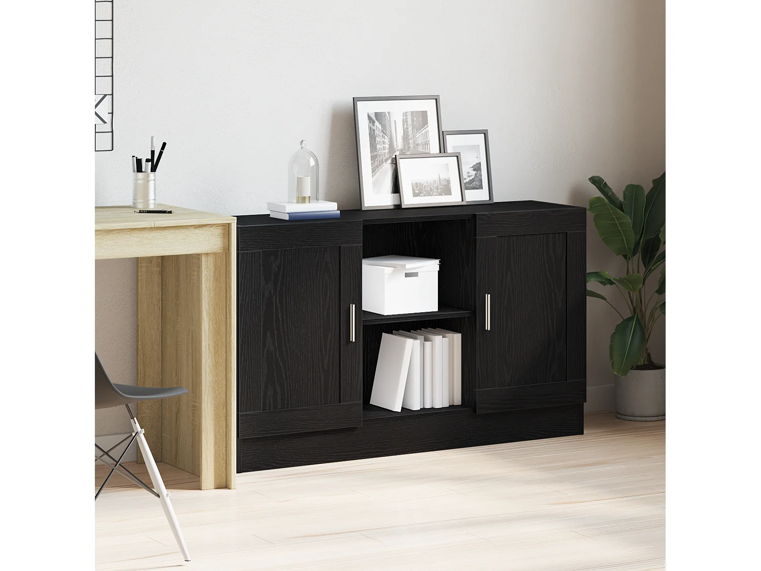 Credenza | Buffet | Armadio Nera in Rovere 120x30,5x70 cm in Legno Ingegnerizzato