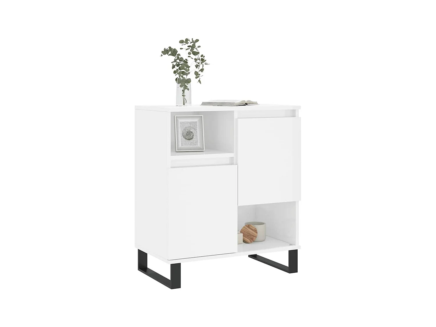Buffet | Bahut | Meuble de rangement Blanc brillant 60x35x70 cm Bois d'ingénierie