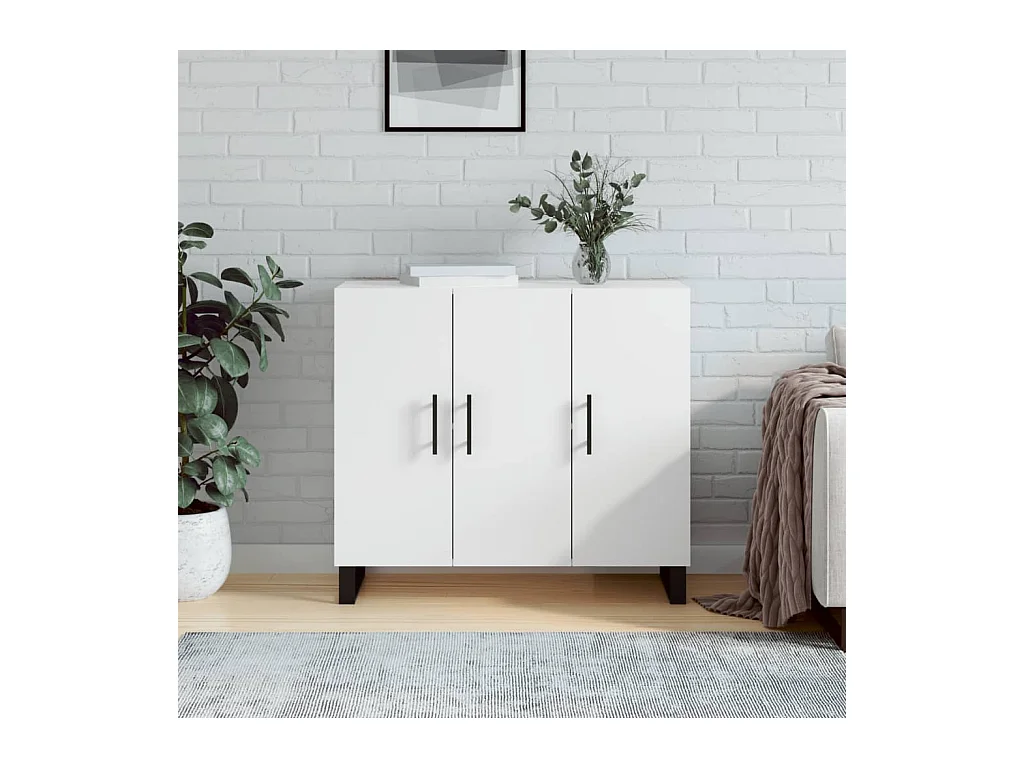 Credenza | Buffet | Armadio Bianca 90x34x80 cm in Legno Multistrato