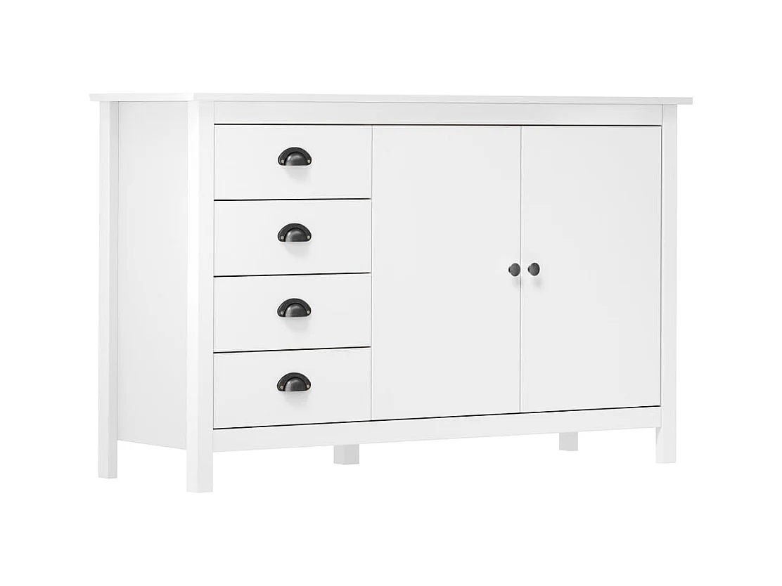 Buffet | Commode à tiroir | Meuble de rangement Hill Blanc 130x40x80 cm Bois de pin solide