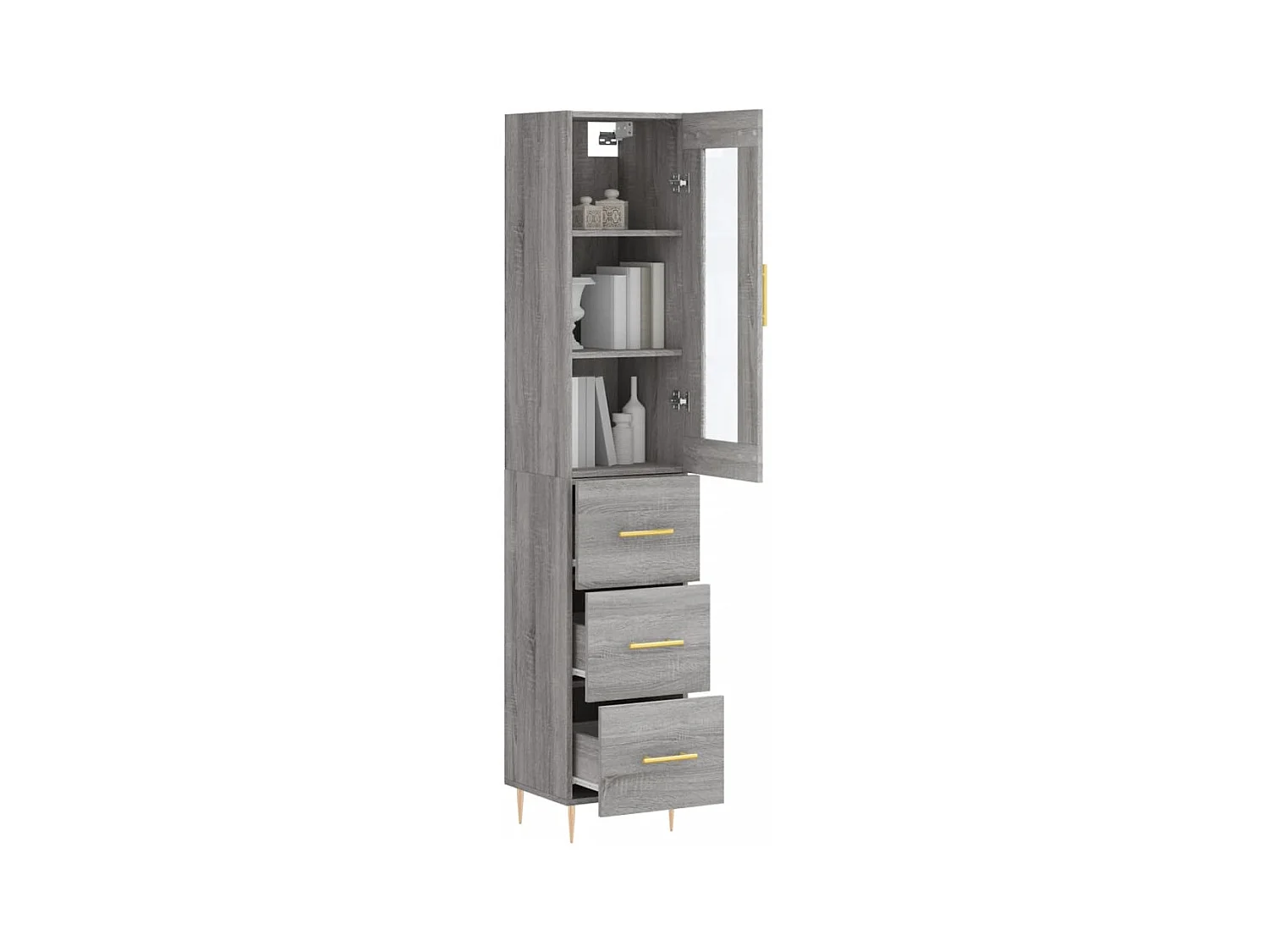 Buffet | Bahut | Meuble de rangement haut Sonoma gris 34,5x34x180 cm Bois d'ingénierie