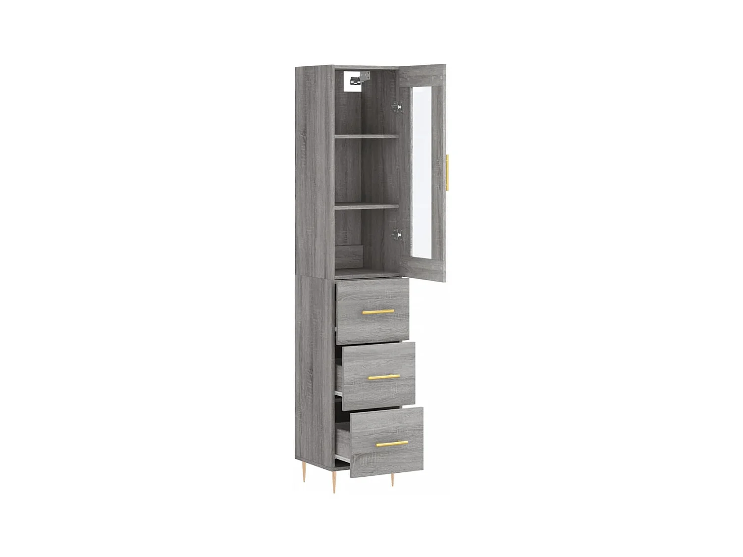 Buffet | Bahut | Meuble de rangement haut Sonoma gris 34,5x34x180 cm Bois d'ingénierie