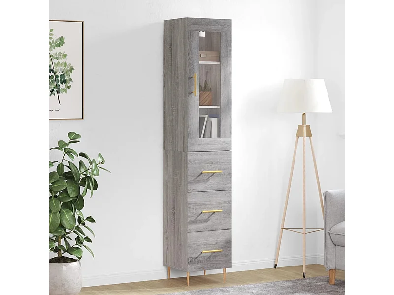 Buffet | Bahut | Meuble de rangement haut Sonoma gris 34,5x34x180 cm Bois d'ingénierie