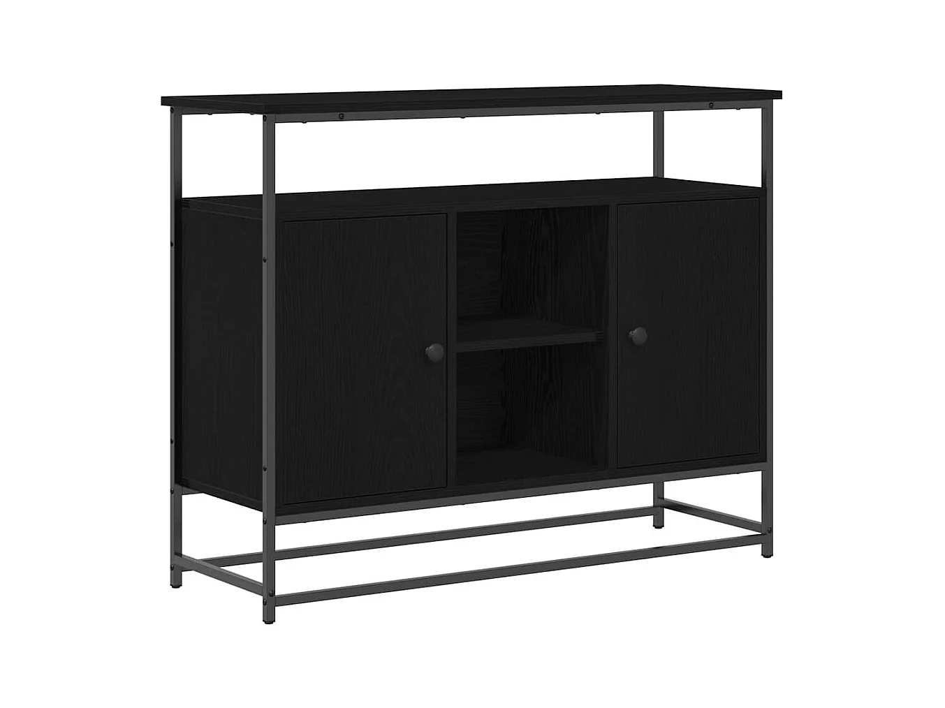 Buffet | Bahut | Meuble de rangement Bois Noir 100x35x80 cm en Bois d'ingénierie et Acier