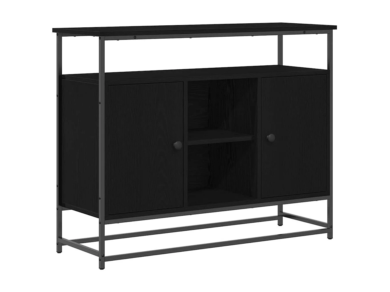 Buffet | Bahut | Meuble de rangement Bois Noir 100x35x80 cm en Bois d'ingénierie et Acier