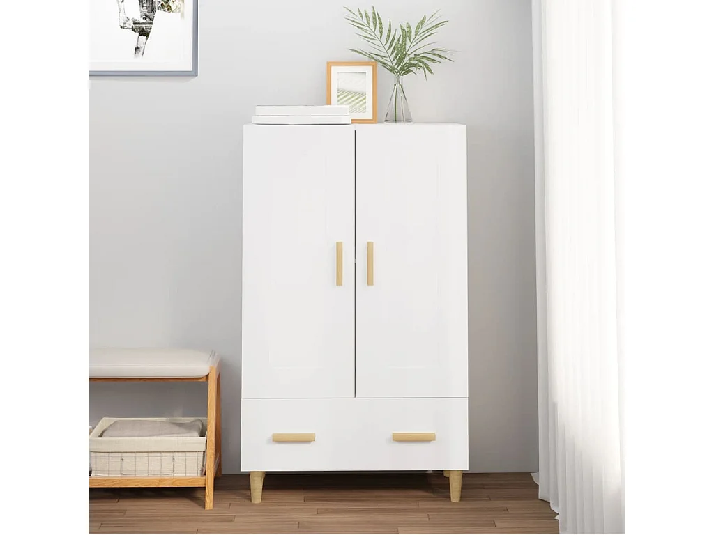 Credenza | Buffet | Armadio Bianca 70x31x115 cm in Legno Ingegnerizzato