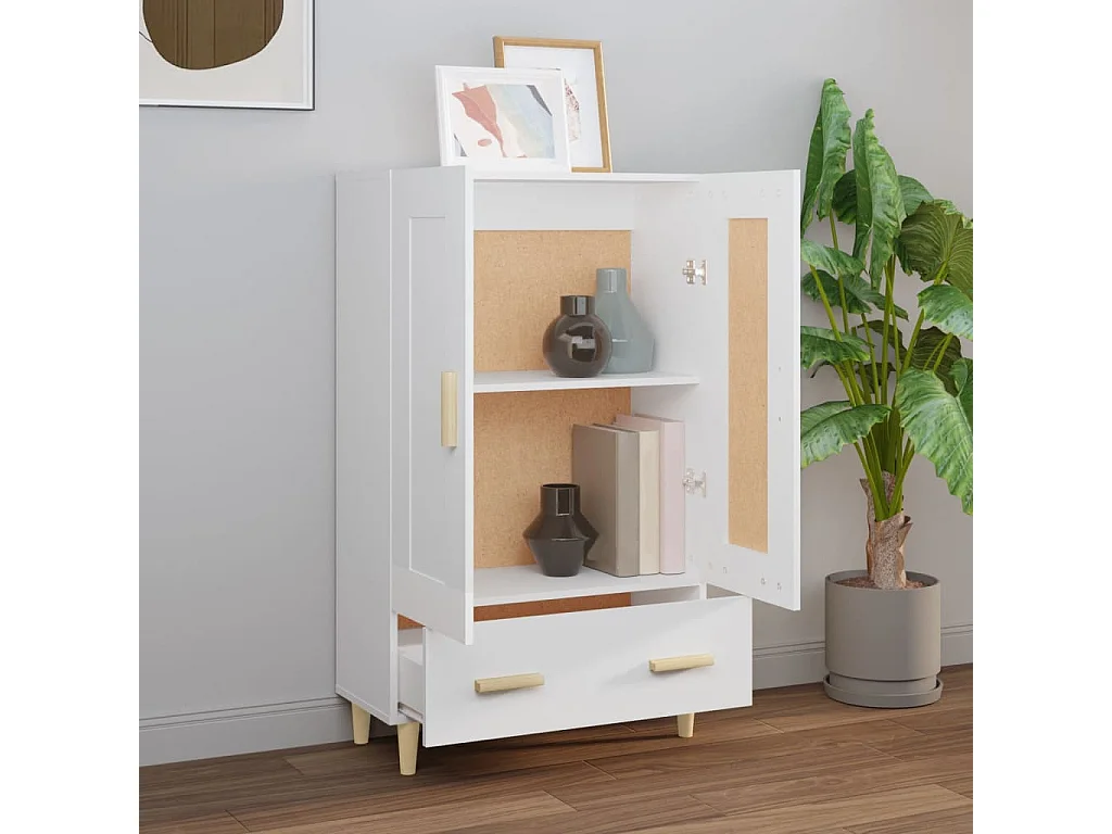 Credenza | Buffet | Armadio Bianca 70x31x115 cm in Legno Ingegnerizzato