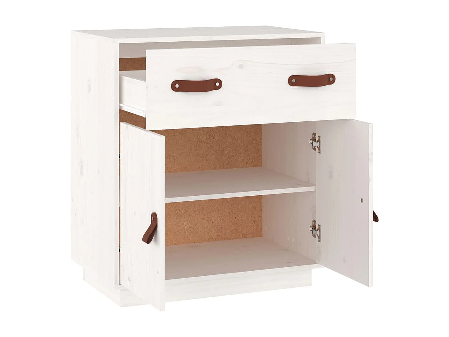 Credenza | Buffet | Armadio Bianca 65,5x40x75 cm in Legno Massello di Pino