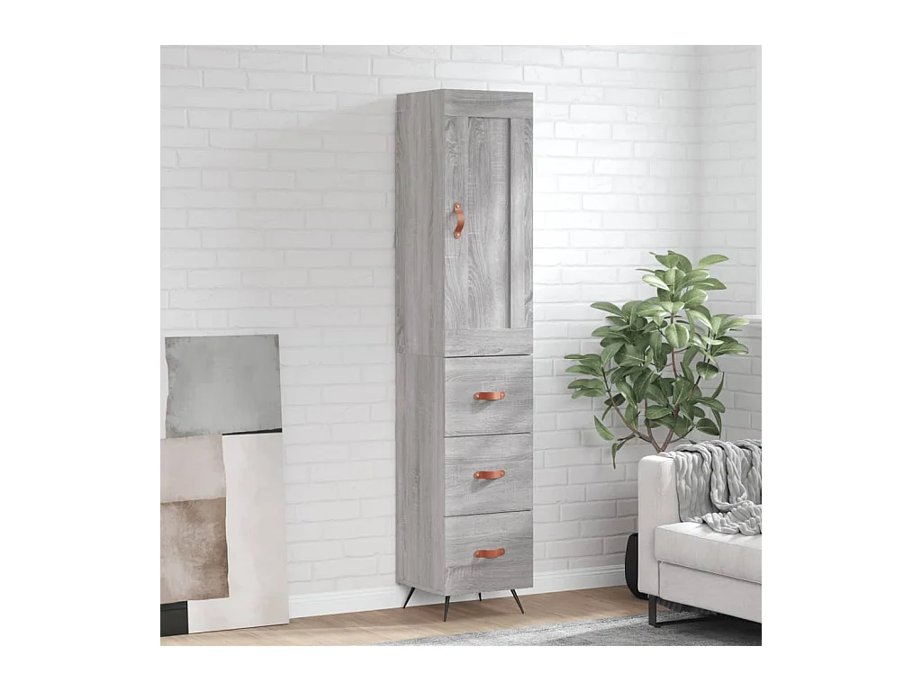 Credenza | Buffet | Armadio Grigio Sonoma 34,5x34x180 cm in Legno Multistrato